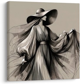 Tablou femeie în rochie vaporoasă