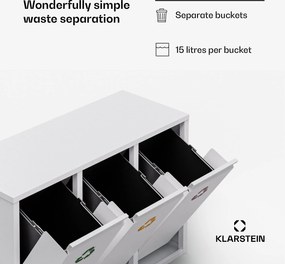 Klarstein Ordnungshüter 3, coș de gunoi, 45 litri, 3 coșuri de reciclare, montare pe perete