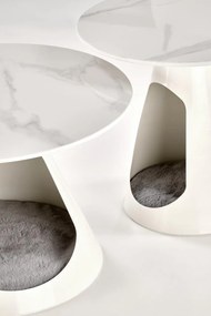 Set 2 mese de cafea Osario marmura alba/alb