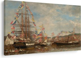 Tablou - Eugène Boudin, Festival in the Harbor of Honfleur, reproducere (90x60 cm)