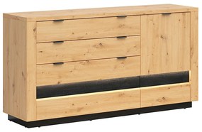Comodă Ostia KOM1D4S (Stejar artisan + Stejar negru) (cu iluminat LED). 1025968