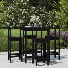 vidaXL Set mobilier bar de grădină, 5 piese, negru, lemn masiv de pin