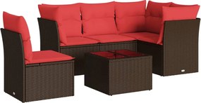 vidaXL Set canapele de grădină cu perne, 6 piese, maro, poliratan