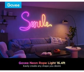 Bandă LED flexibilă Govee Neon 2 MATTER 5m RGBIC Wi-Fi IP67