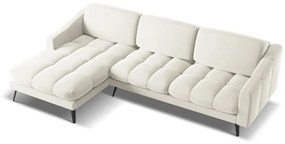 Colțar crem cu tapițerie din catifea (cu colț pe partea stângă) Nalu – Makamii