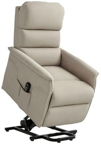 HOMCOM Scaun Electric Rabatabil cu Taburet, Fotoliu Relax cu Telecomandă, Roți și Buzunar, 66x90x96 cm, Bej | Aosom Romania