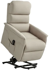 HOMCOM Scaun Electric Rabatabil cu Taburet, Fotoliu Relax cu Telecomandă, Roți și Buzunar, 66x90x96 cm, Bej | Aosom Romania