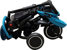 Tricicleta pliabila cu copertina Baby Care™ Folding Trike, Roti din spuma cauciucata EVA, Pedale si maner pentru parinti, Scaun reversibil cu rotire