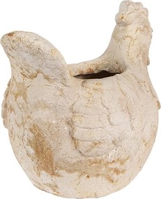 Ghiveci decorativ găină, din ceramică, bej, 31x20x27 cm