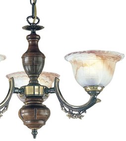 Candelabru rustic cu 3 brate design italian din alama cu lemn 2801