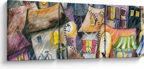 Tablou - Oraș western (cu ceas) (90x30 cm)