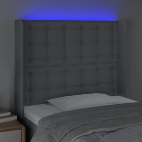 Tablie de pat cu LED, gri deschis, 103x16x118 128 cm, textil 1, Gri deschis, 103 x 16 x 118 128 cm