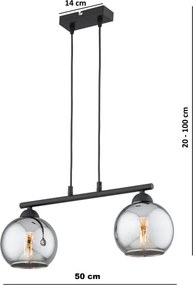 Brilagi - Lustră pe cablu DIOR 2xE27/60W/230V negru/gri fumuriu