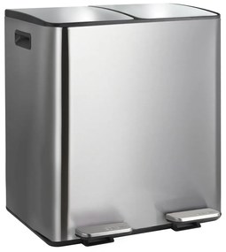 Coș de gunoi argintiu mat pentru reciclare/cu pedală 2x20 l din oțel Aliya – Spirella