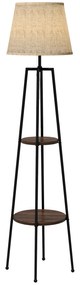 Lampa de Podea cu Rafturi, Inalta cu Abajur din Material Textil (Becul nu este Inclus), Nuc Maro si Maro Deschis, Φ42x166cm HOMCOM | Aosom RO