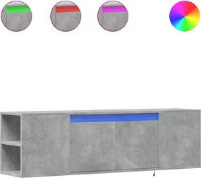 vidaXL Dulap TV de perete cu lumini LED, gri beton, 135x31x39,5 cm