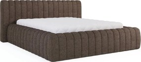 Pat matrimonial maro tapițat cu spațiu de depozitare cu somieră 180x200 cm Carilla – ELTAP
