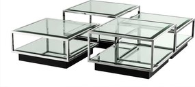 Set 4 masute de cafea design LUX Tortona otel inoxidabil lustruit 111074 HZ