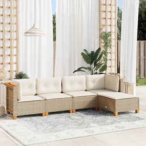 vidaXL Set canapele de grădină cu perne, 5 piese, bej, poliratan