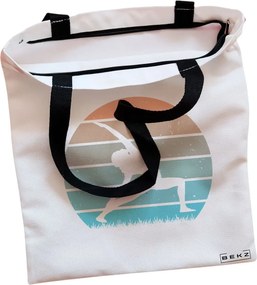 Sacosa de Panza pentru Cumparaturi, Geanta Tote, Yoga 10, Cu fermoar, 38x34.5 cm, Alba, BEKZ®