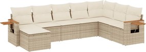 vidaXL Set canapele de grădină, 8 piese, cu perne, bej, poliratan