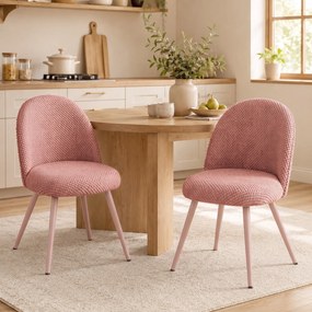 HOMCOM Set de 2 Scaune de Pranzo Moderne și Capitonate, Roz | Aosom Romania