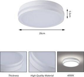 Brilagi - Lampă LED de exterior BENE cu senzor, 24 W, 230 V, Ø 26 cm, alb, IP54