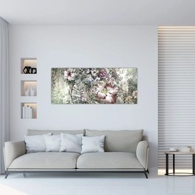 Tablou - Flori pe roata de lemn (120x50 cm)
