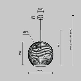 Lustra/Pendul design modern CANE 40cm bej
