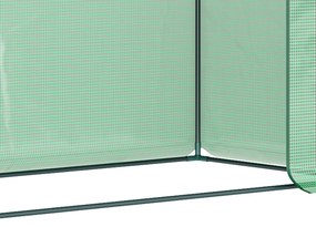 Outsunny Seră cu folie, seră cu rolltür, fereastră laterală, pentru grădină, din oțel, plastic, 200 x 76 x 168 cm, Verde | Aosom Romania