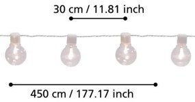 Lanț LED decorativ de exterior PARTAJ 16xLED/0,064W/24V IP44 alb Eglo 900238