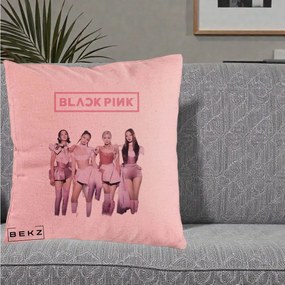 Perna Personalizata K-pop BLACKPINK Fotografie Grup Tinute Roz, 40x40 cm, Roz, Husa Detasabila, Perna Inclusa, BEKZ®