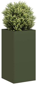 vidaXL Jardinieră verde măsline 40x40x80 cm oțel laminat la rece