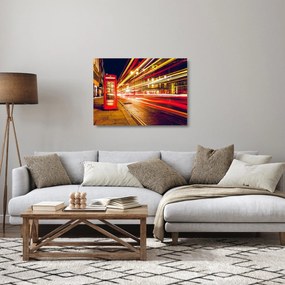 Tablou pe sticlă cu căsuța telefonică roșie din Londra (70x50 cm)