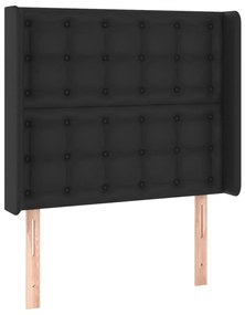 3119652 vidaXL Tăblie de pat cu aripioare, negru, 83x16x118/128 cm, piele eco