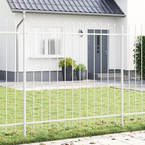 vidaXL Gard de grădină cu vârf de lance, alb, 13.6 x 1.5 m, din oțel