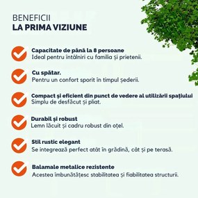 Set de masă pentru bere PRAKTIK cu spătar, 170cm, maro Jurhan