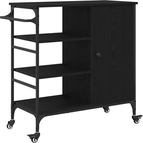 vidaXL Troler de Bucătărie Stejar Negru 87.5 x 39 x 84.5 cm