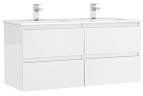 MOBILIER DAILY 120X46X56.5 ALB LUCIOS, 4 SERTARE,CU LAVOAR Alb lucios