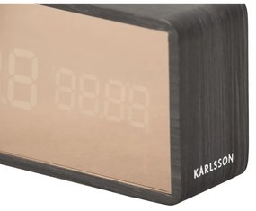 Ceas deșteptător cu LED cu aspect de lemn Karlsson Mirror, arămiu