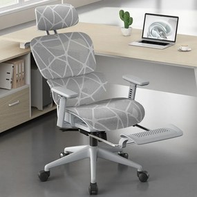 RESIGILAT- Scaun ergonomic, functie translatie sezut, cotiere reglabile 3D, tetiera 3D, suport lombar reglabil, spătar reglabil inaltime, pivotant, suport picioare, Gri