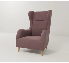 Fotoliu wing roz cu tapițerie din catifea Carole – Ropez