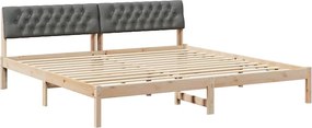 vidaXL Cadru de pat maro și gri închis 200 x 200 cm Lemn masiv de pin