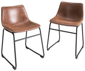 Set de 2 scaune cu tapiterie din microfibra Django maro vintage A-37347 VC