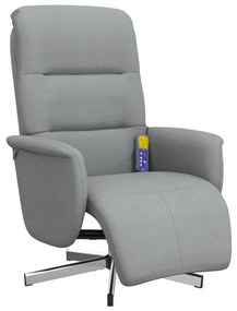 356573 vidaXL Fotoliu rabatabil masaj cu suport picioare gri deschis textil