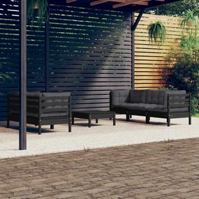 3096116 vidaXL Set mobilier grădină cu perne antracit, 6 piese, lemn masiv pin