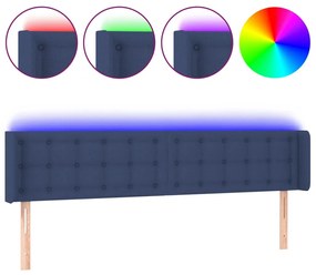 Tablie de pat cu LED, albastru, 203x16x78 88 cm, textil 1, Albastru, 203 x 16 x 78 88 cm