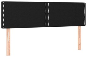 Pat box spring cu saltea, negru, 140x200 cm, textil Negru, 140 x 200 cm, Culoare unica si cuie de tapiterie