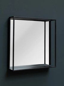 Oglinda de perete, neagra, din metal, Square