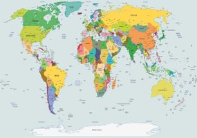 Fototapet - Harta fizică a lumii (152,5x104 cm), în 8 de alte dimensiuni noi